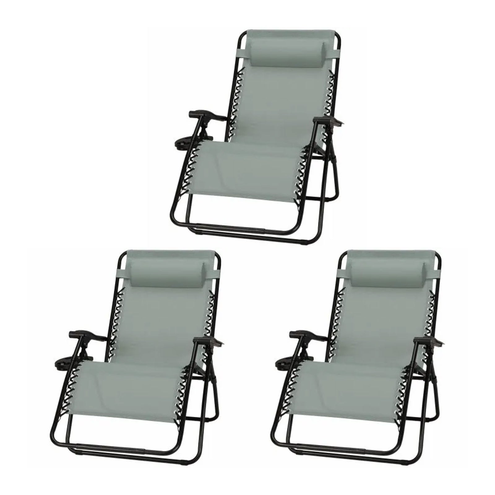 Four Seasons Courtyard Sunny Isles XL Steel Zero Gravity Chair, Green (3 Pack) - VMInnovations