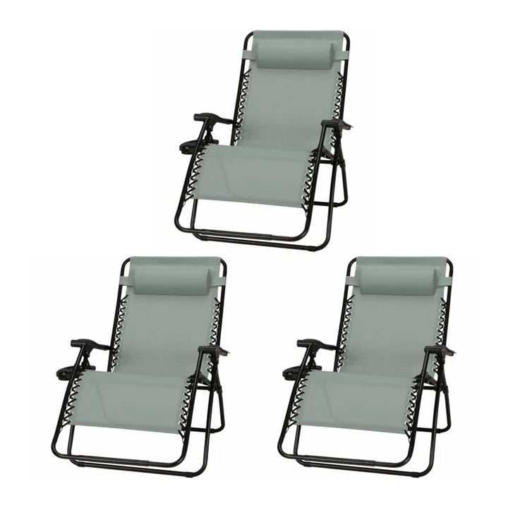 Four Seasons Courtyard Sunny Isles XL Steel Zero Gravity Chair, Green (3 Pack) - VMInnovations