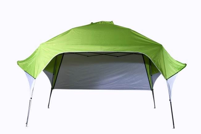 Fast Set 10' x 10' EZ Instant Slant Pop Up Wing Canopy Tent Gazebo & Rear Wall