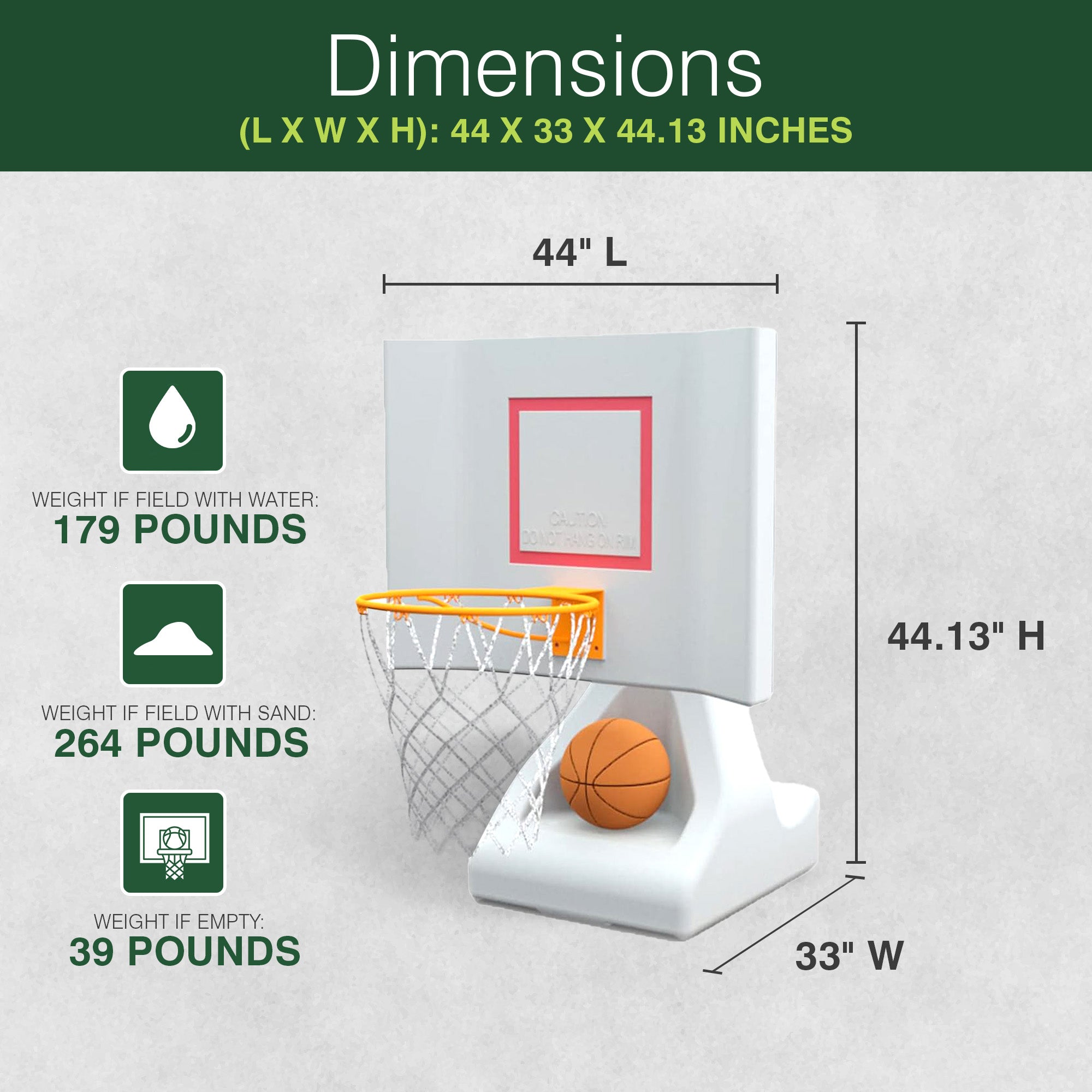 Good Ideas 15 Inch Pool Shot Rock the House Pool Freestanding Basketball Hoop - VMInnovations