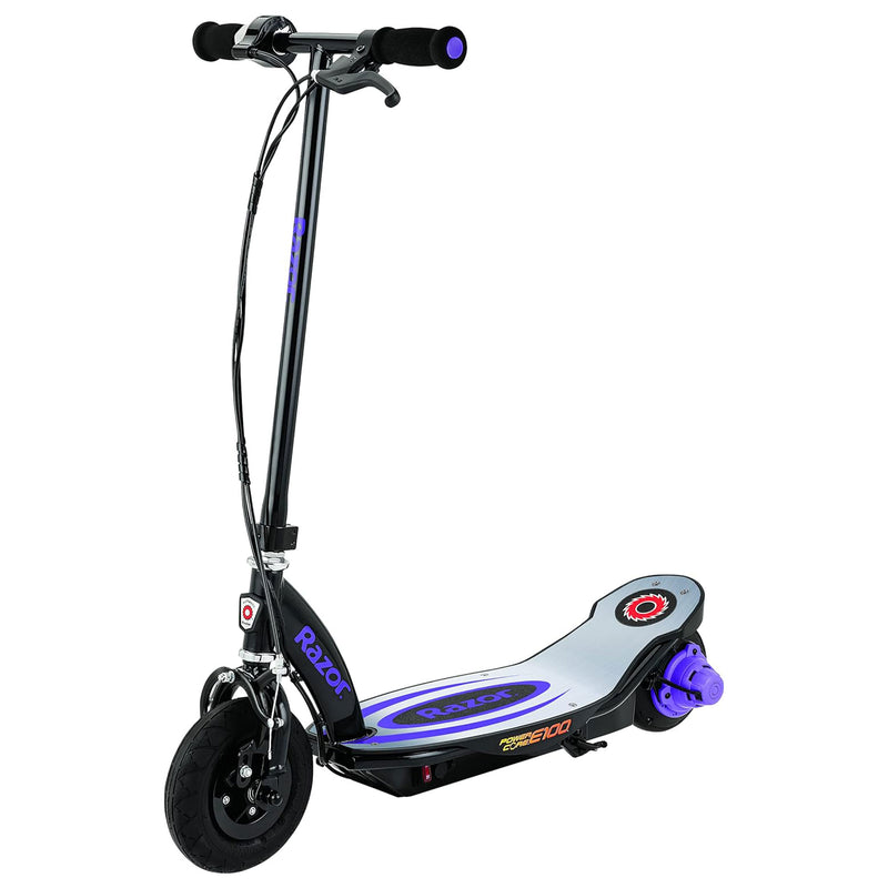 Razor Power Core E100 Electric Scooter with Aluminum Deck and Hand Brake, Purple