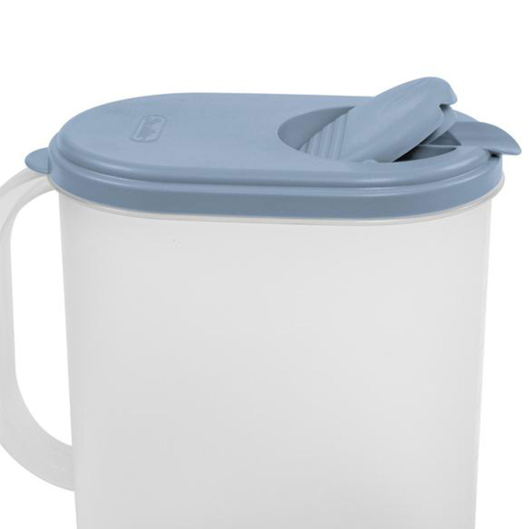 Sterilite Plastic Pitcher Blue Atoll Lid and Tab with Clear Base and Grip Handle