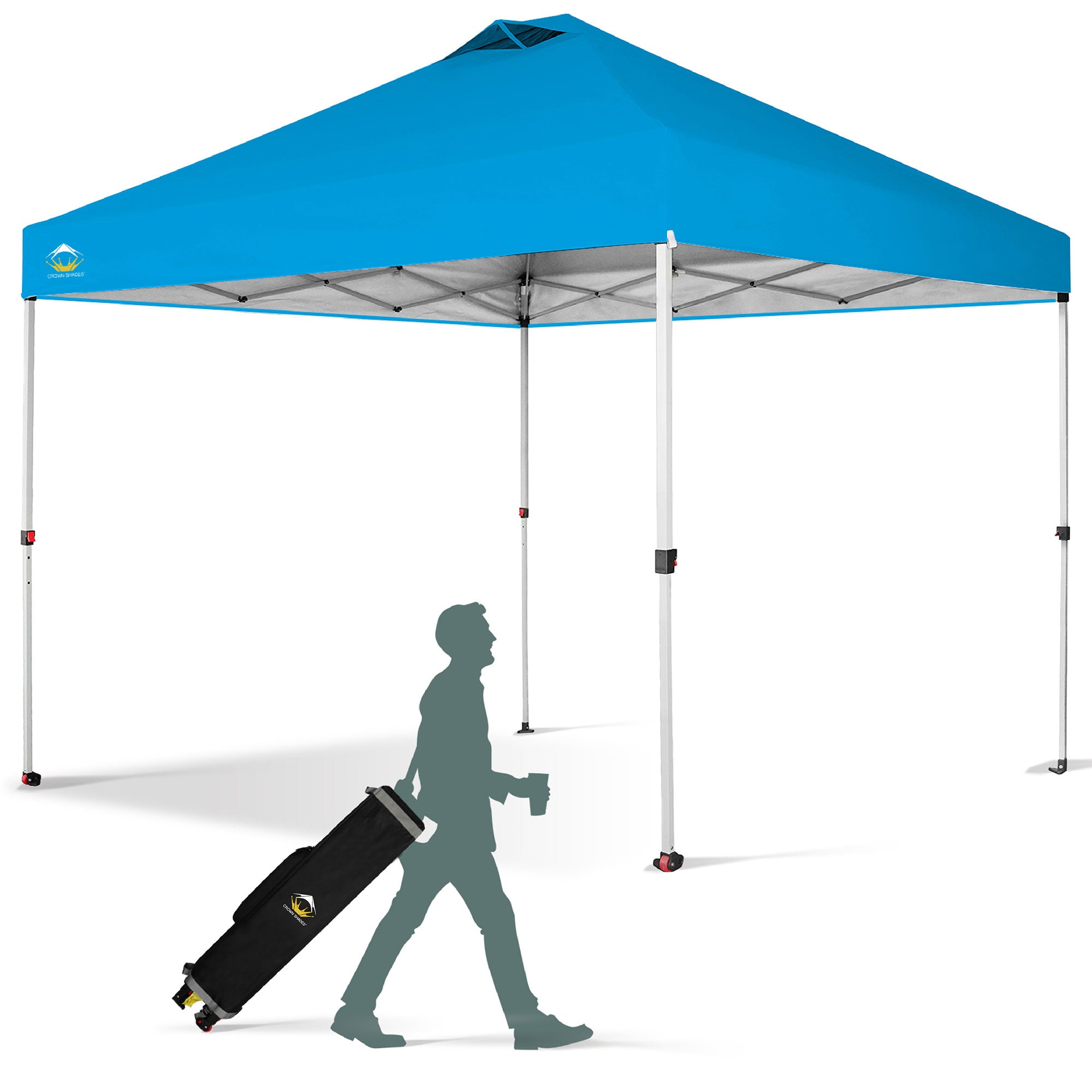 CROWN SHADES 10x10 Ft Pop Up Outdoor Canopy Tent, 1 Push Center Lock, Sky Blue