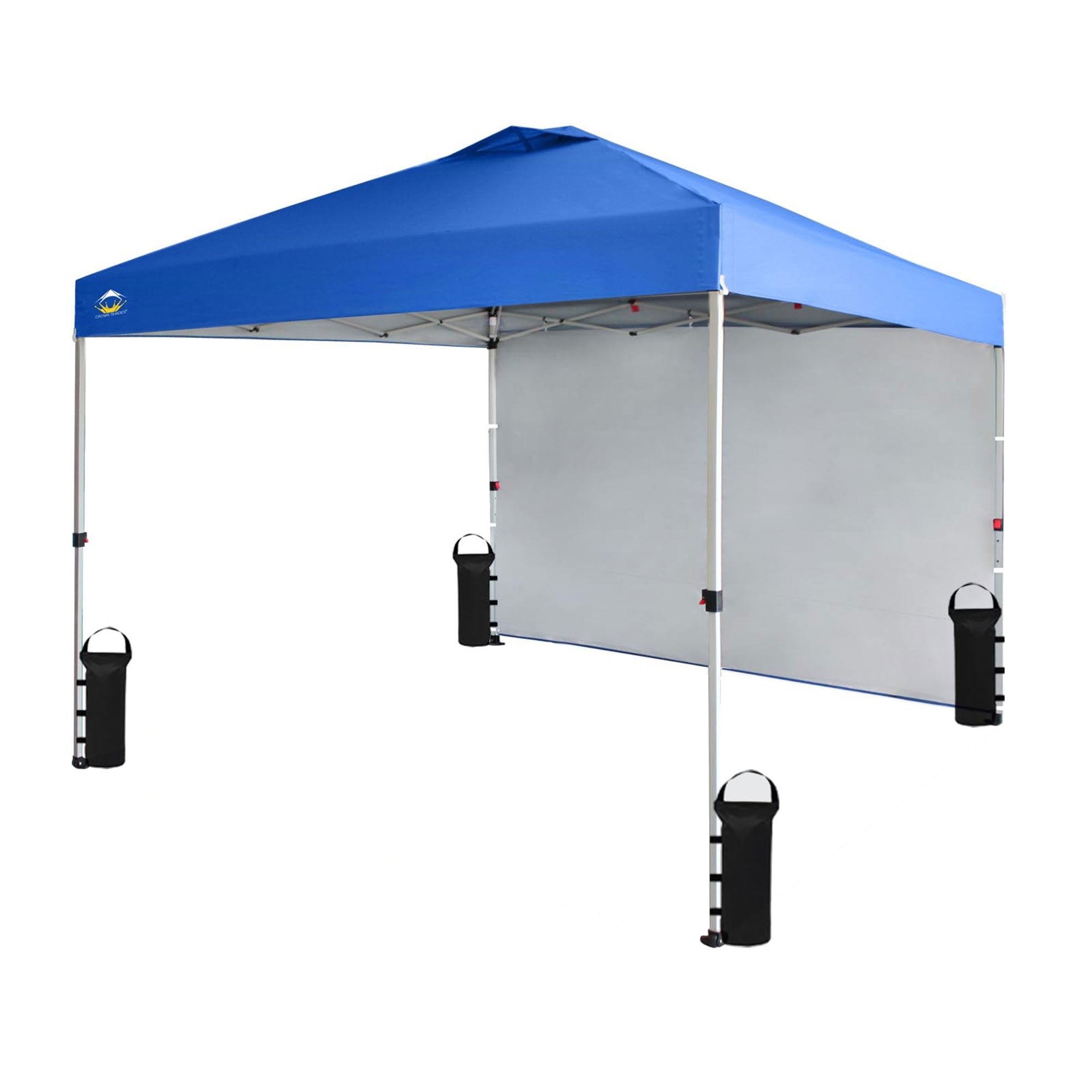 CROWN SHADES 10x10 Ft Pop Up Canopy Tent w/ Sidewall & Push Center Lock, Blue