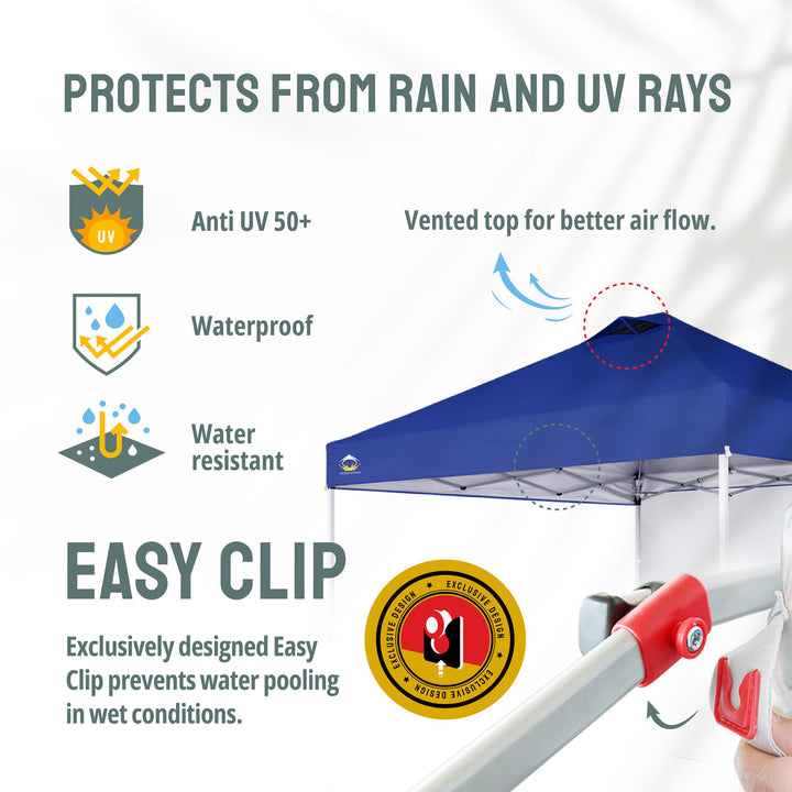 CROWN SHADES 10x10 Ft Pop Up Canopy w/ Sidewall & Push Lock, Navy Blue (Used) - VMInnovations