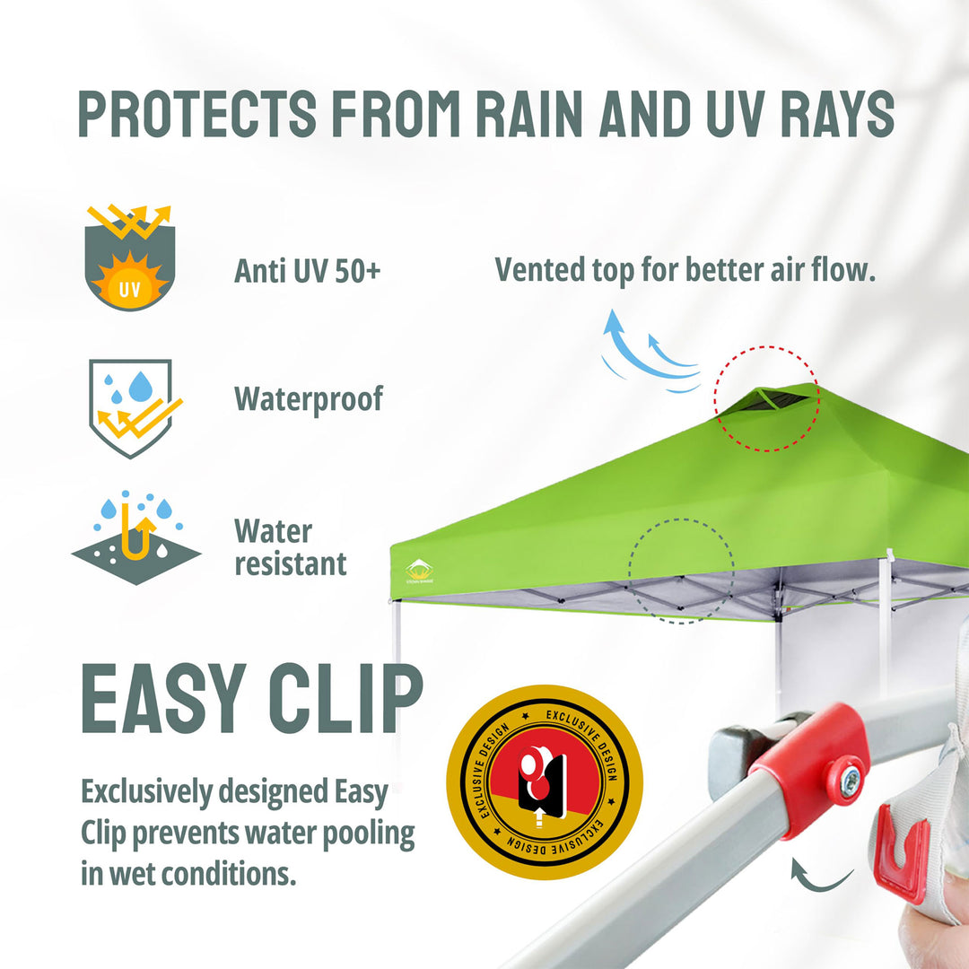 CROWN SHADES 10x10' Pop Up Canopy Tent w/Sidewall & Push Center Lock Green(Used) - VMInnovations