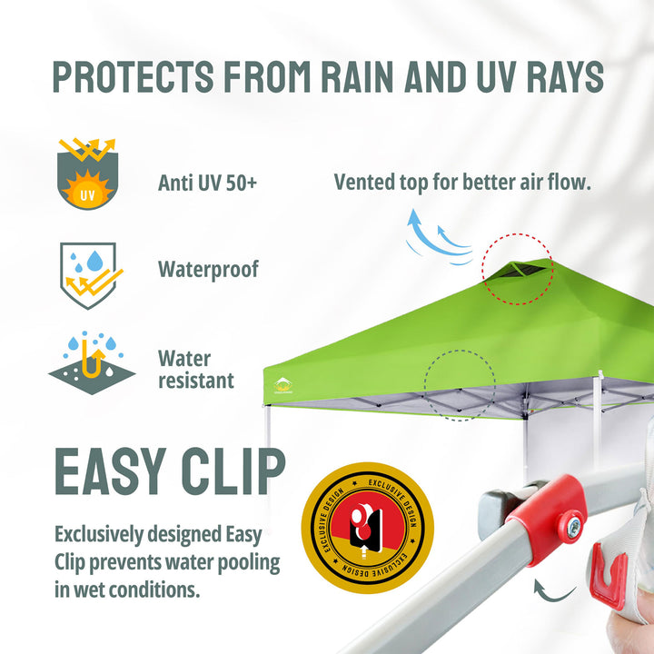 CROWN SHADES 10x10' Pop Up Canopy Tent w/Sidewall & Push Center Lock Green(Used) - VMInnovations