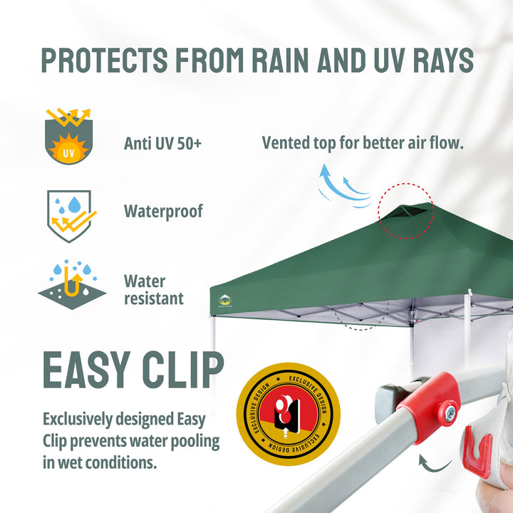 CROWN SHADES 10x10 Ft Pop Up Canopy w/Sidewall & Push Lock, Forest Green (Used) - VMInnovations