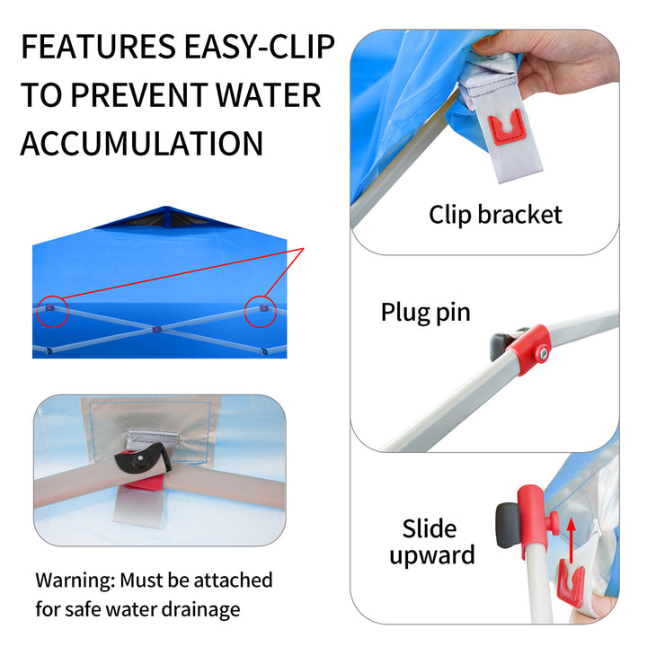 CROWN SHADES 10x10 Ft Pop Up Canopy Tent w/Organizer Pocket Sidewall, Blue(Used) - VMInnovations