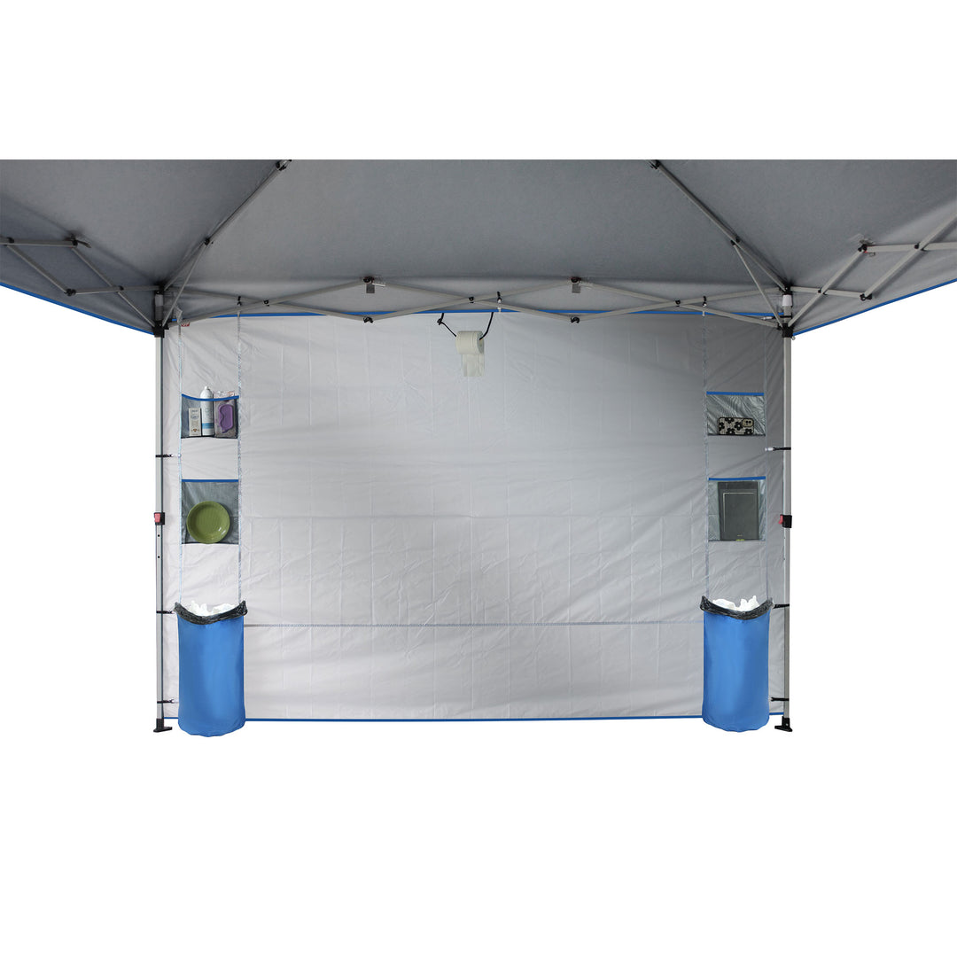 CROWN SHADES 10x10 Ft Pop Up Canopy Tent w/Organizer Pocket Sidewall, Blue(Used) - VMInnovations