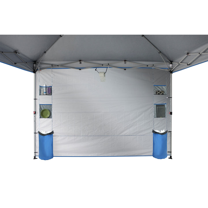 CROWN SHADES 10x10 Ft Pop Up Canopy Tent w/Organizer Pocket Sidewall, Blue(Used) - VMInnovations