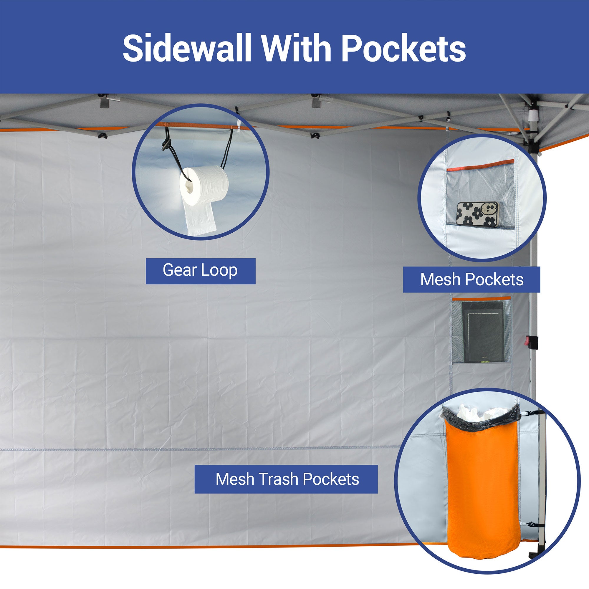 CROWN SHADES 10x10 Ft Pop Up Canopy Tent with Organizer Pocket Sidewall, Orange
