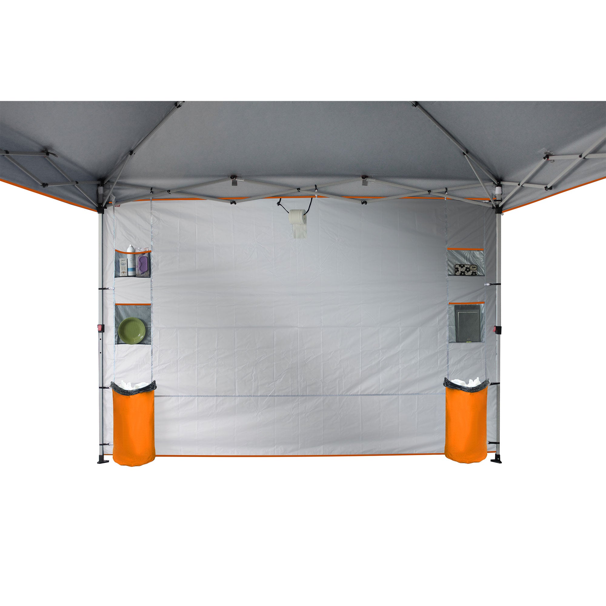 CROWN SHADES 10x10Ft Pop Up Canopy Tent w/Organizer Pocket Sidewall,Orange(Used) - VMInnovations