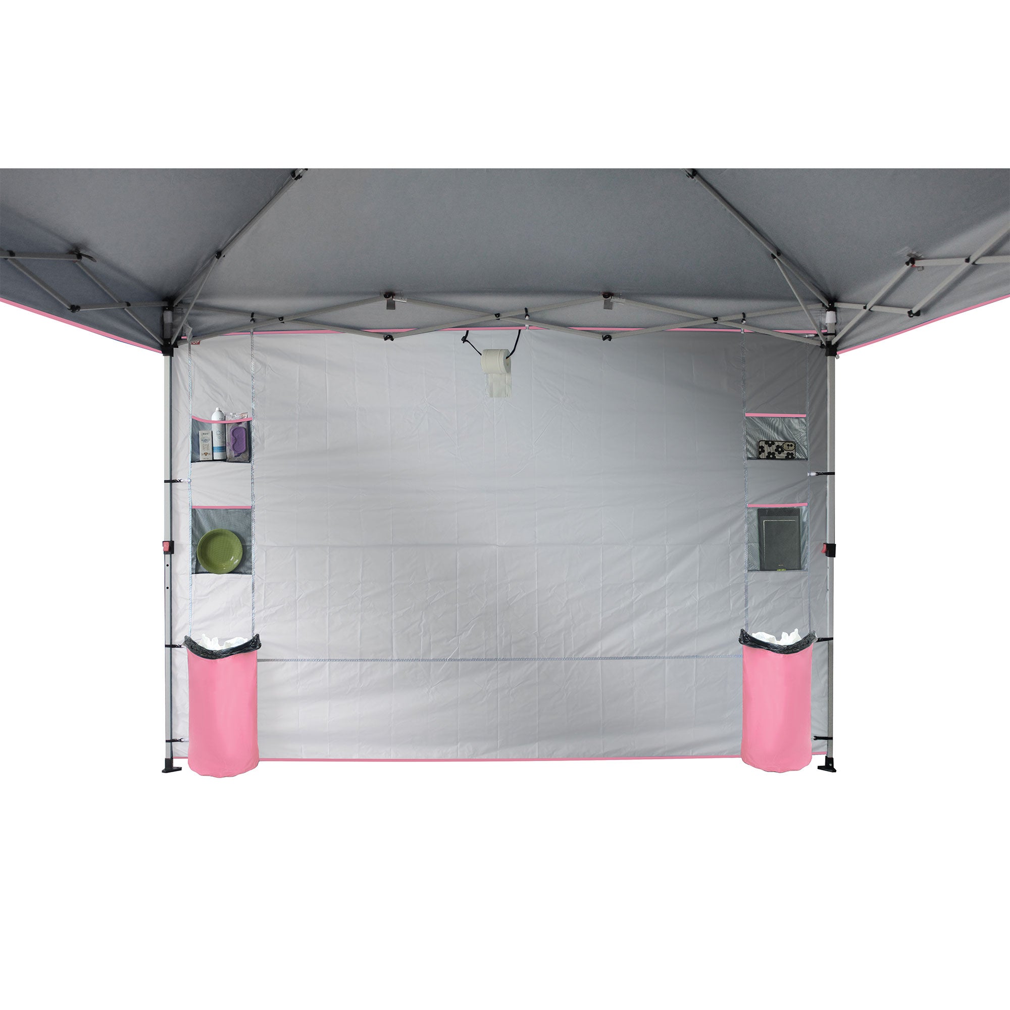 CROWN SHADES 10x10 Ft Pop Up Canopy Tent with Organizer Pocket Sidewall, Pink
