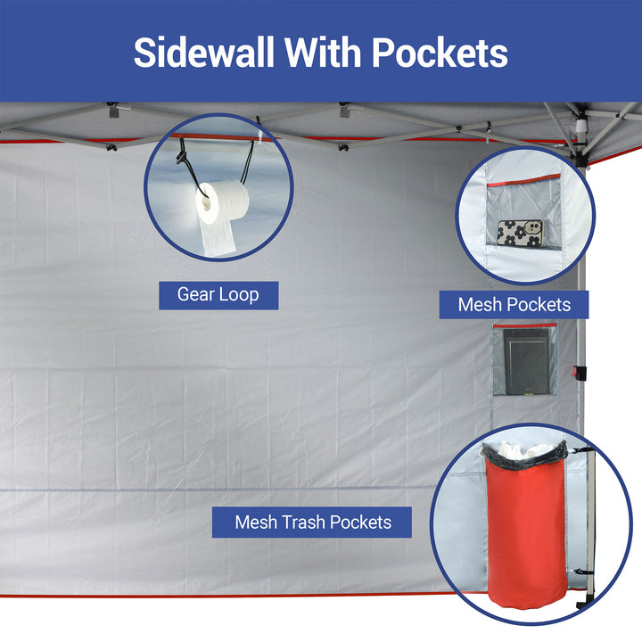 CROWN SHADES 10x10 Ft Pop Up Canopy with Organizer Pocket Sidewall, Red (Used) - VMInnovations