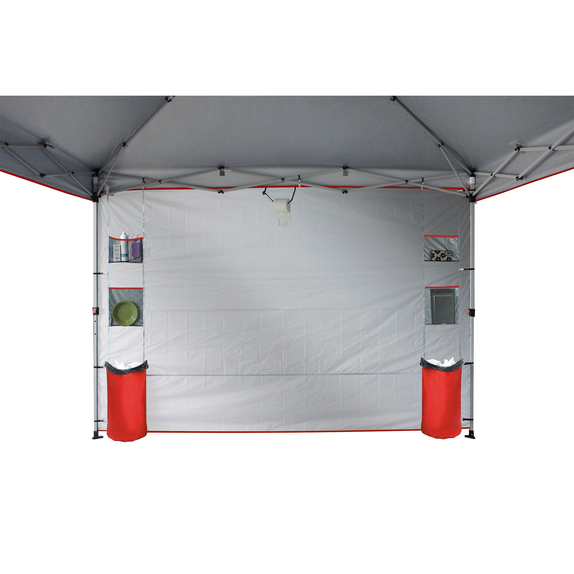 CROWN SHADES 10x10 Ft Pop Up Canopy Tent with Organizer Pocket Sidewall, Red