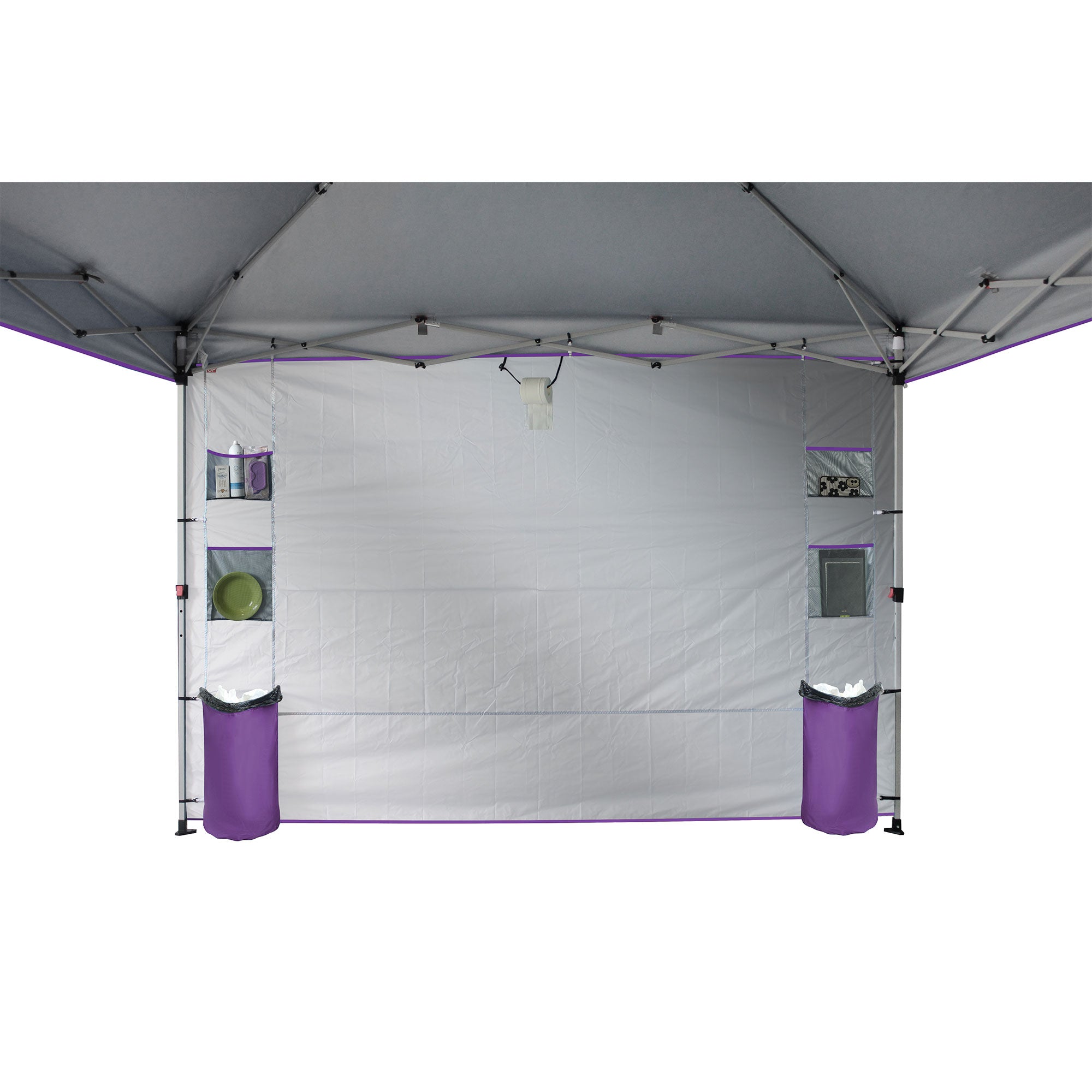 CROWN SHADES 10x10 Ft Pop Up Canopy Tent w/Organizer Sidewall, Purple (Used) - VMInnovations
