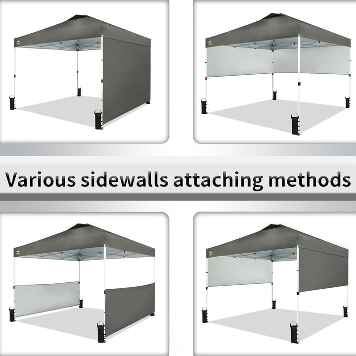 CROWN SHADES 10x10 Ft Pop Up Outdoor Canopy Tent w/2 Half Sidewalls, Grey (Used) - VMInnovations