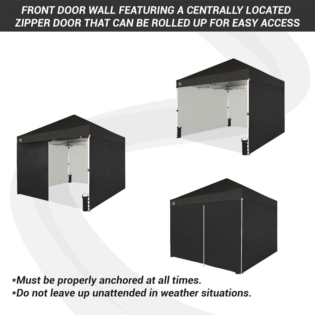 CROWN SHADES 10x10 Ft Pop Up Canopy with 2 Wheels & 4 Sidewalls, Black (Used) - VMInnovations
