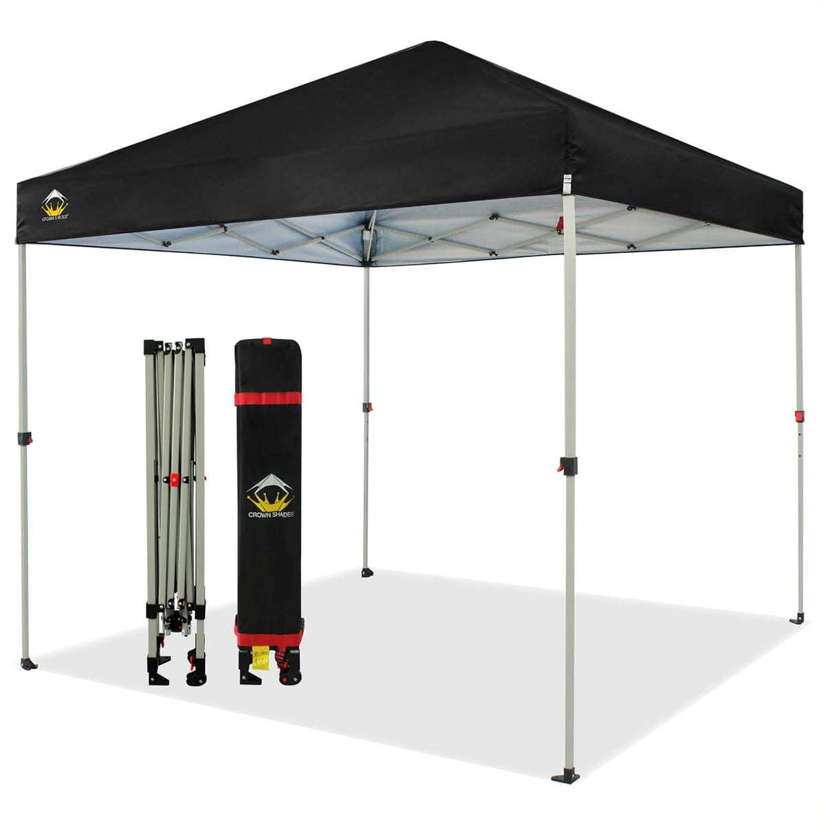 CROWN SHADES 8x8 Ft Pop Up Outdoor Canopy Tent with 1 Push Center Lock, Black
