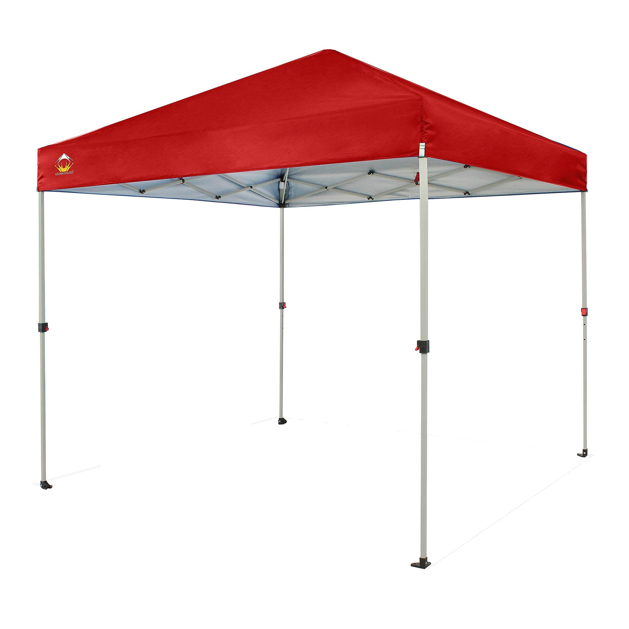 CROWN SHADES 8x8 Ft Pop Up Outdoor Canopy Tent with 1 Push Center Lock, Red