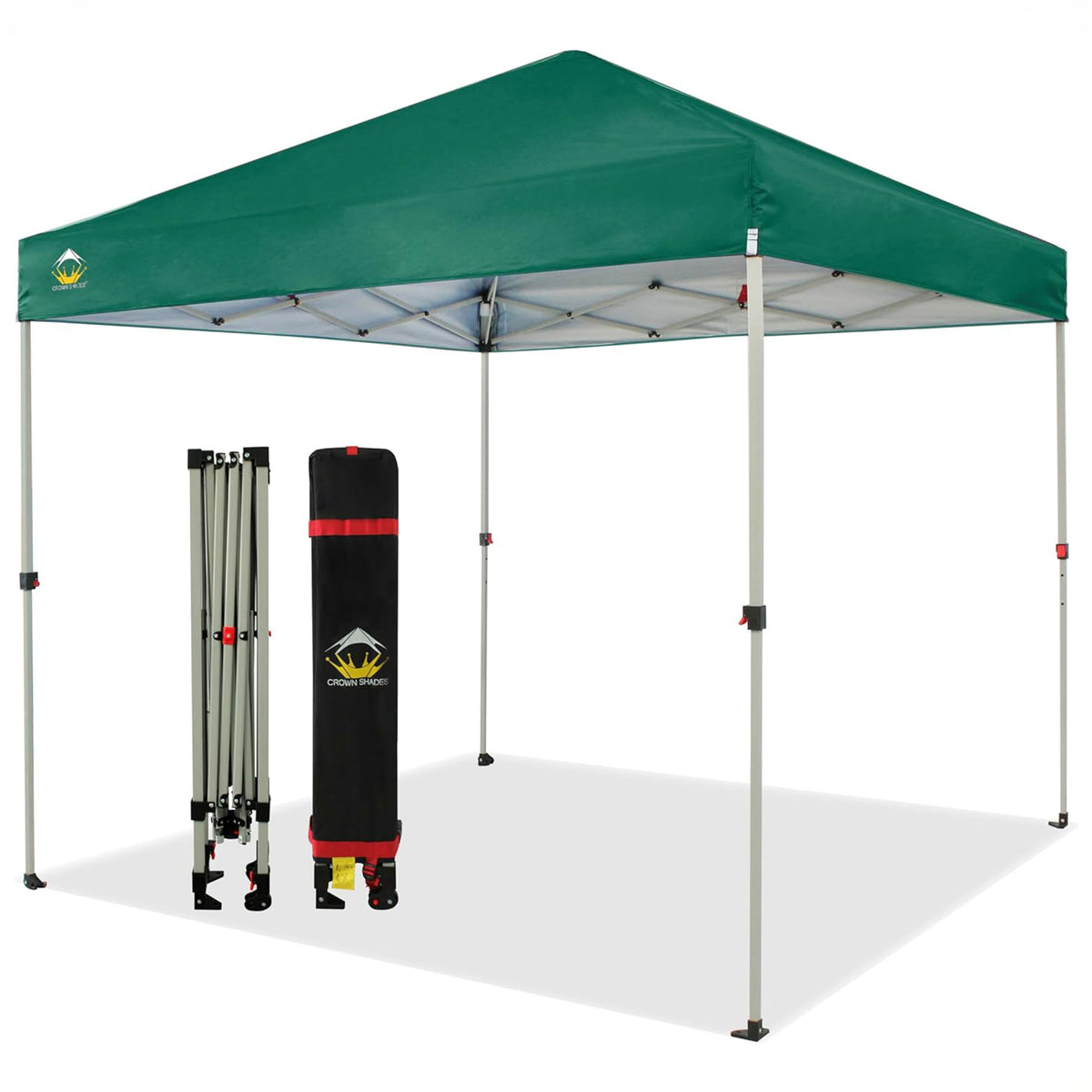 CROWN SHADES 8x8 Ft Pop Up Outdoor Canopy Tent, 1 Push Center Lock, Forest Green