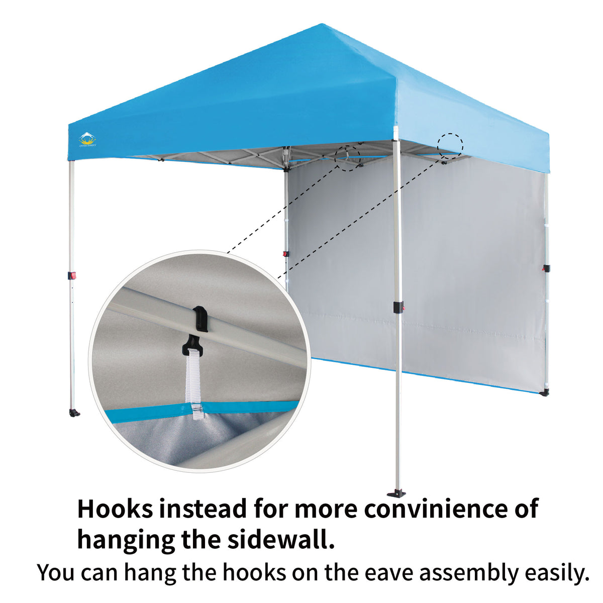 CROWN SHADES 8x8 Ft Pop Up Canopy Tent w/Sidewall & 1 Push Center Lock, Sky Blue
