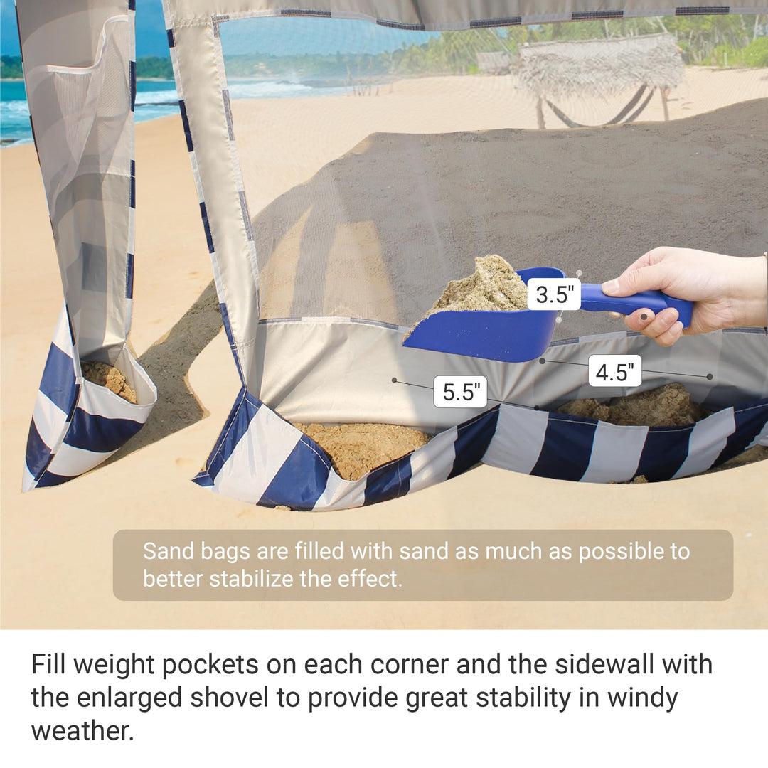 CROWN SHADES 6.5 x 6.5 Ft Pop-Up Beach Cabana w/Sidewall, Navy Blue (Used) - VMInnovations