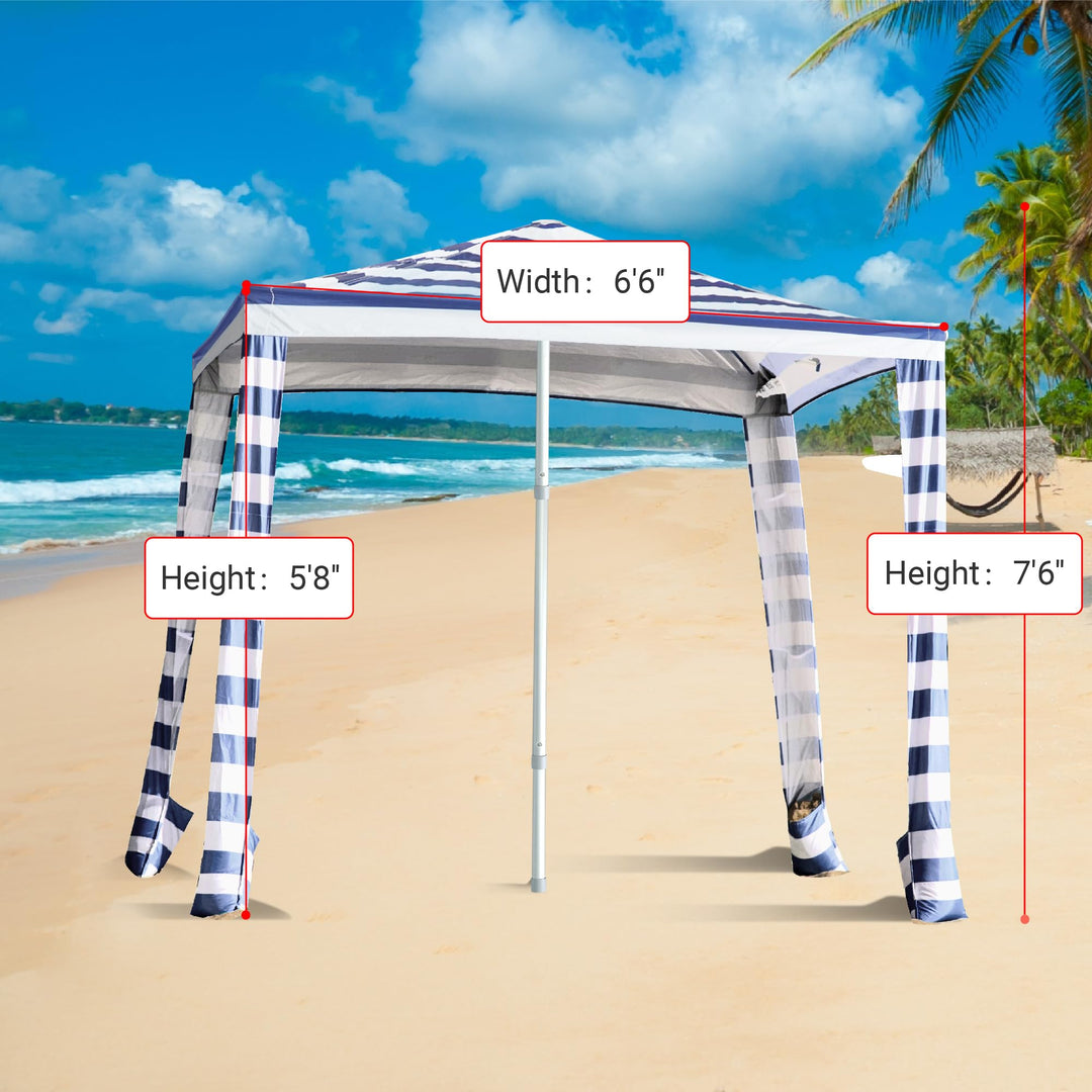 CROWN SHADES 6.5 x 6.5 Ft Pop-Up Beach Cabana w/Sidewall, Navy Blue (Used) - VMInnovations