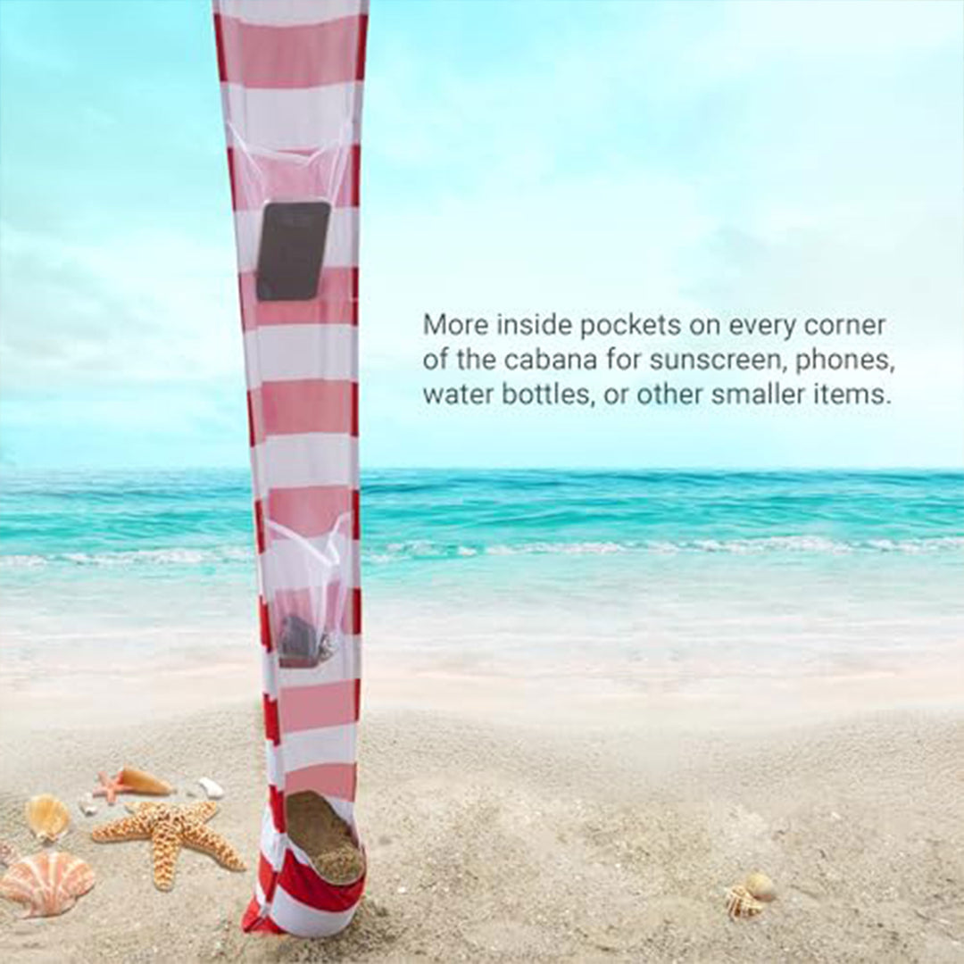 CROWN SHADES 6.5 x 6.5 Ft Pop-Up Beach w/Storage Pockets & Sidewall, Red (Used) - VMInnovations