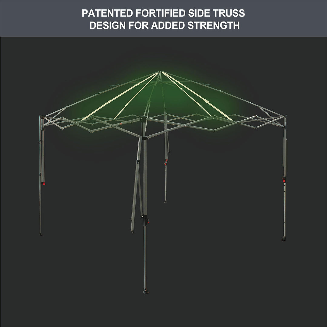 CROWN SHADES 10x10 Ft Pop Up Canopy Tent with 2 Extended Awnings, Beige (Used) - VMInnovations