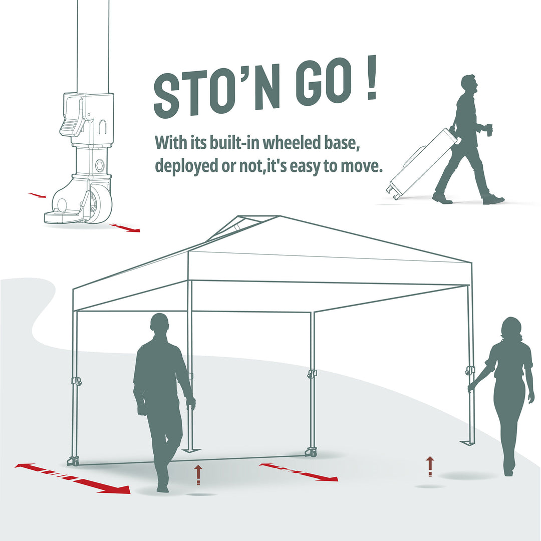CROWN SHADES 12x12 Ft Canopy Tent w/ Sidewall & Push Center Lock, White (Used) - VMInnovations