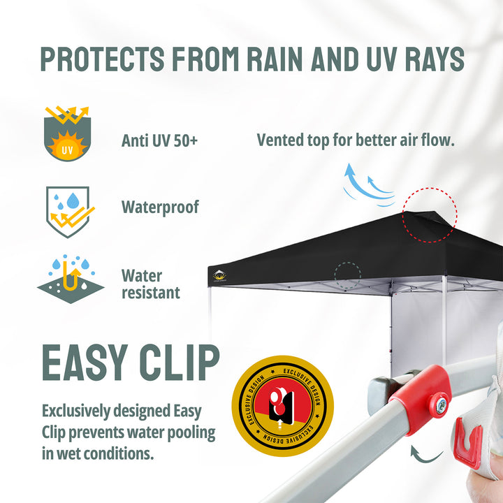 CROWN SHADES 12x12' PopUp Canopy Tent w/ Sidewall & Push Center Lock Black(Used) - VMInnovations