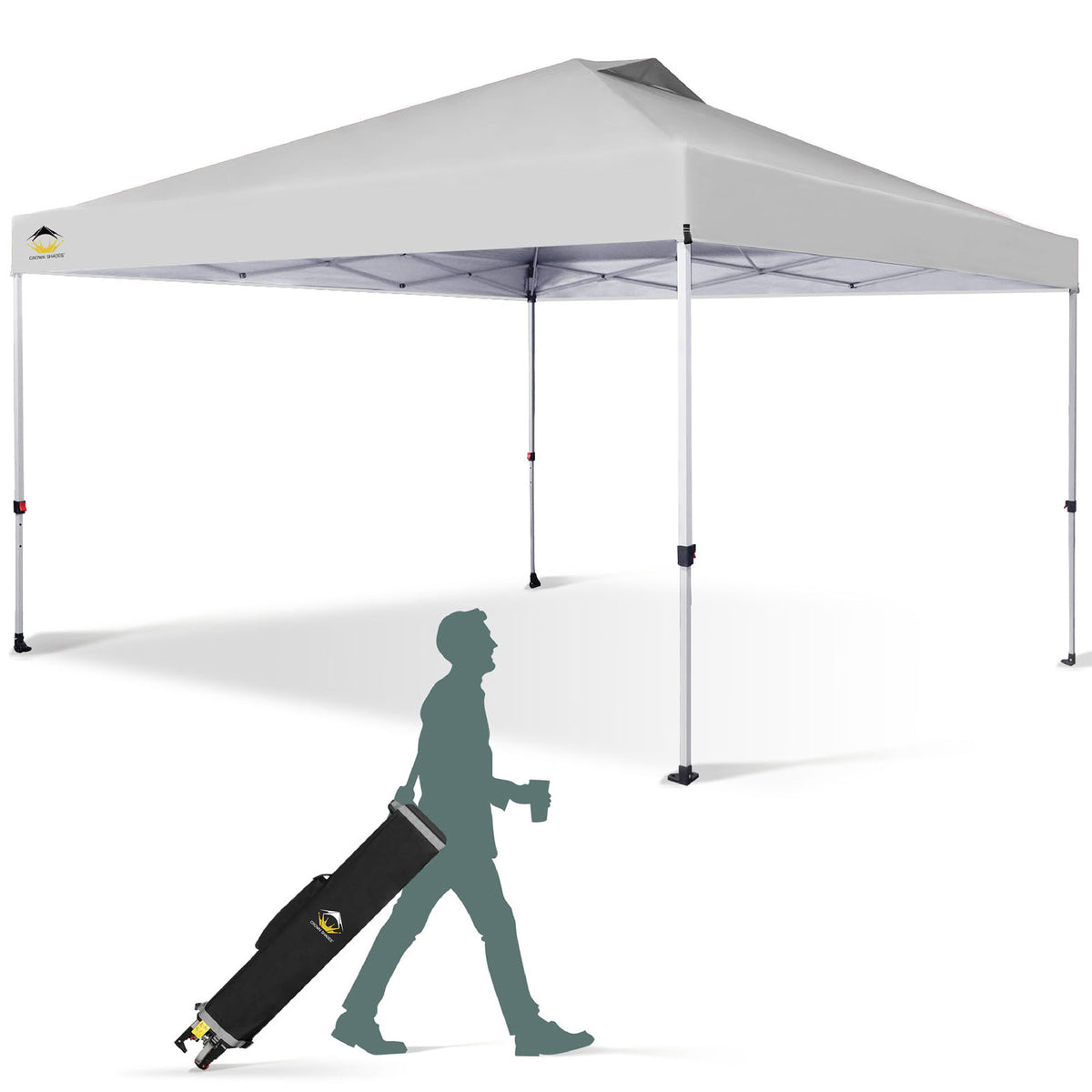 CROWN SHADES 12x12 Ft Pop Up Outdoor Canopy Tent with 1 Push Center Lock, White