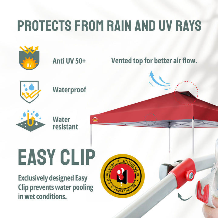 CROWN SHADES 12x12 Ft Outdoor Canopy Tent with 1 Push Center Lock, Red (Used) - VMInnovations
