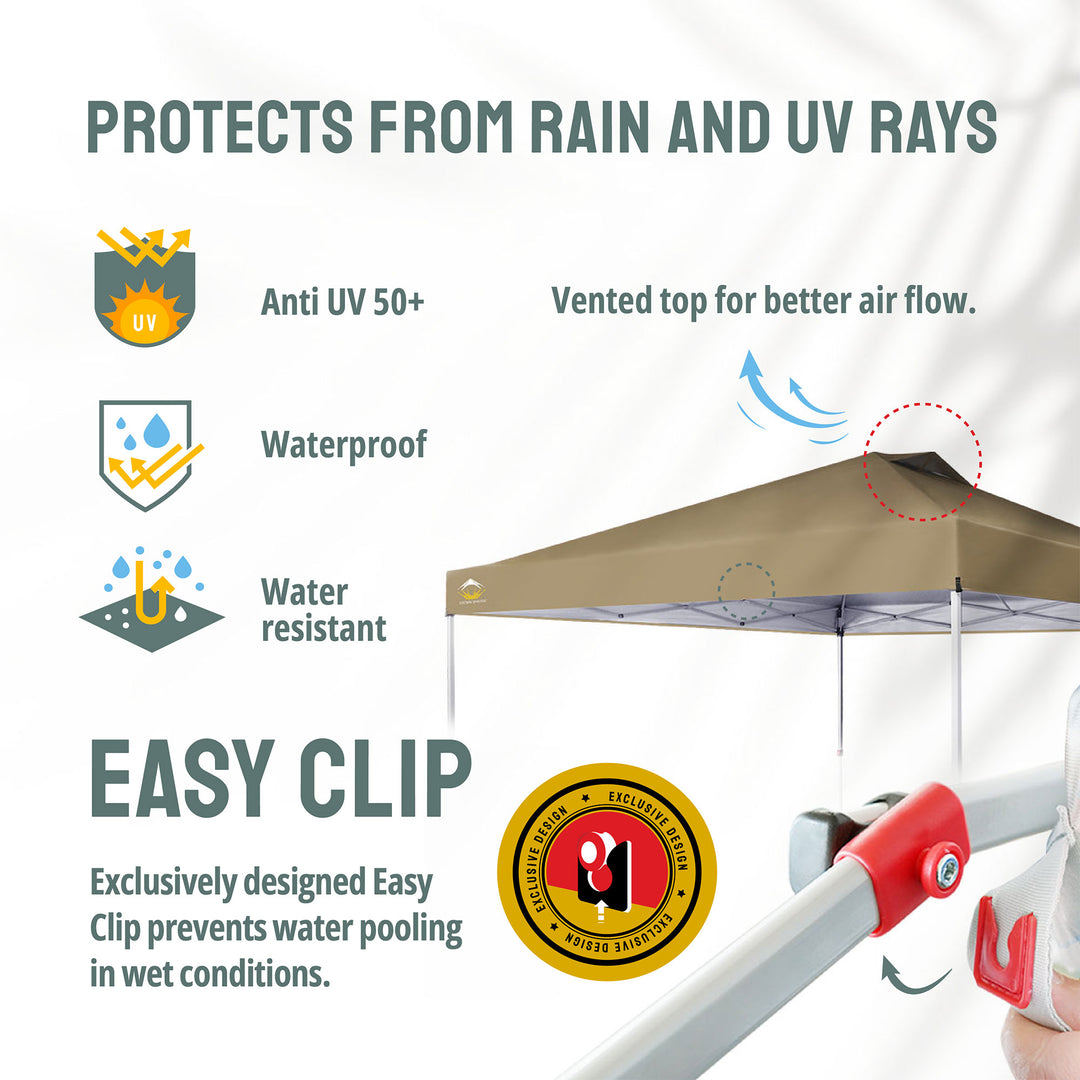 CROWN SHADES 12x12 Ft Pop Up Outdoor Canopy Tent with 1 Push Lock, Beige (Used) - VMInnovations