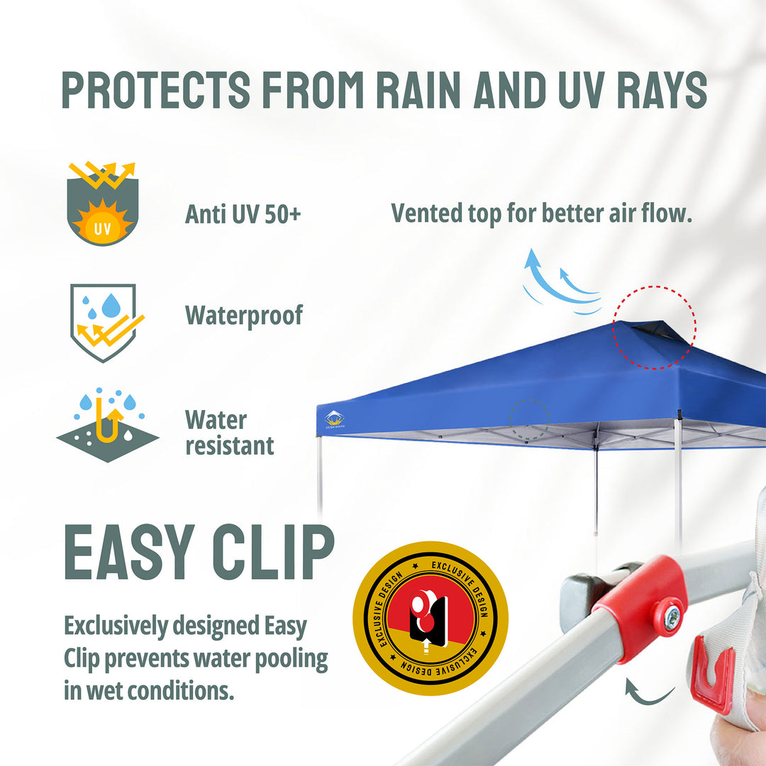 CROWN SHADES 12x12 Ft Pop Up Outdoor Canopy Tent with 1 Push Lock, Blue (Used) - VMInnovations