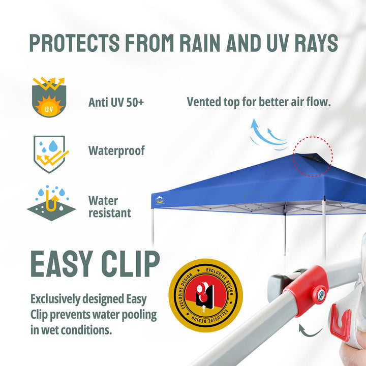 CROWN SHADES 12x12 Ft Pop Up Outdoor Canopy Tent with 1 Push Lock, Blue (Used) - VMInnovations