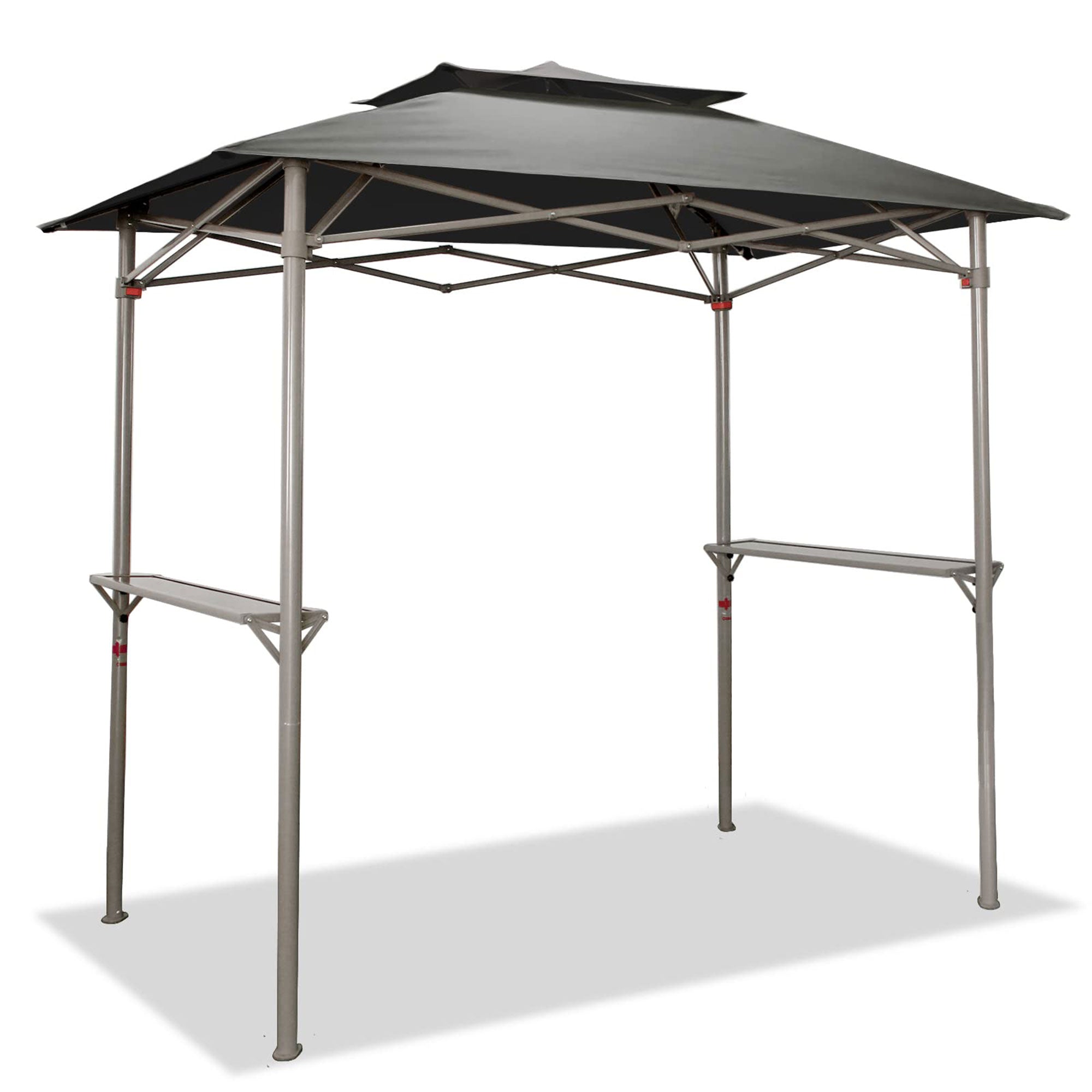 CROWN SHADES 8 x 5 Foot BBQ Grill Gazebo with Vented Top and Side Shelves, Grey