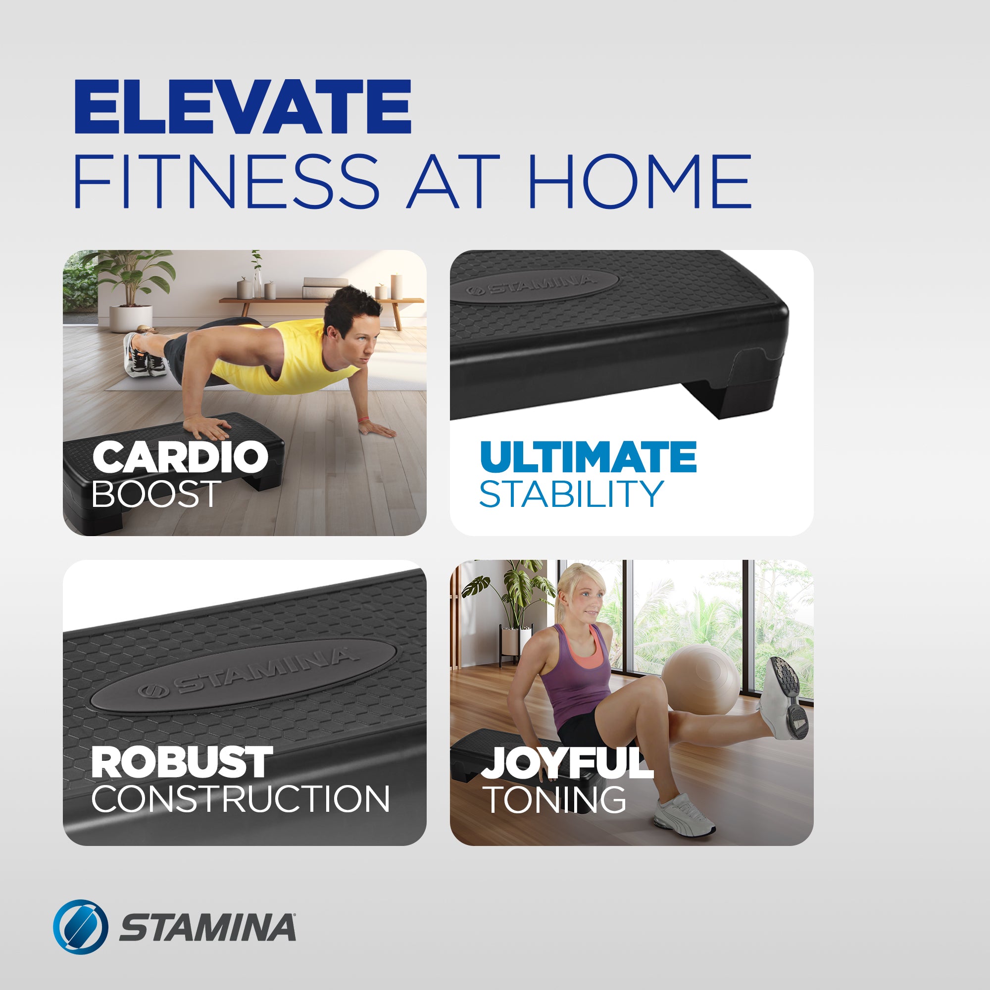 Stamina Aerobic Step with Portable and Lightweight Construction for Fitness - VMInnovations