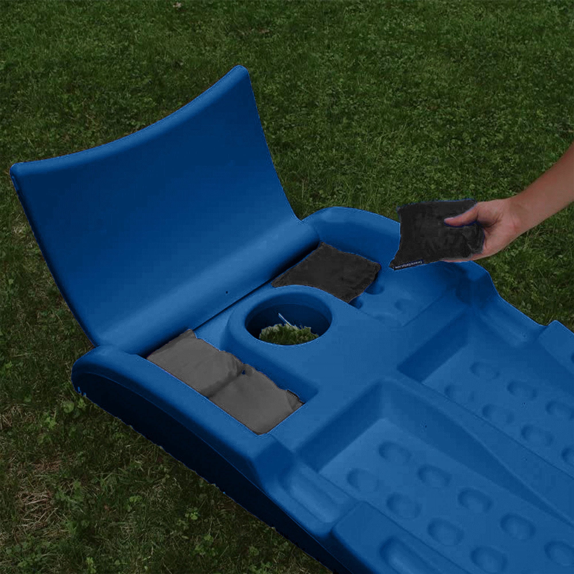 Driveway Games All Weather Indoor/Outdoor Cornhole Board Set, Blue (Open Box) - VMInnovations