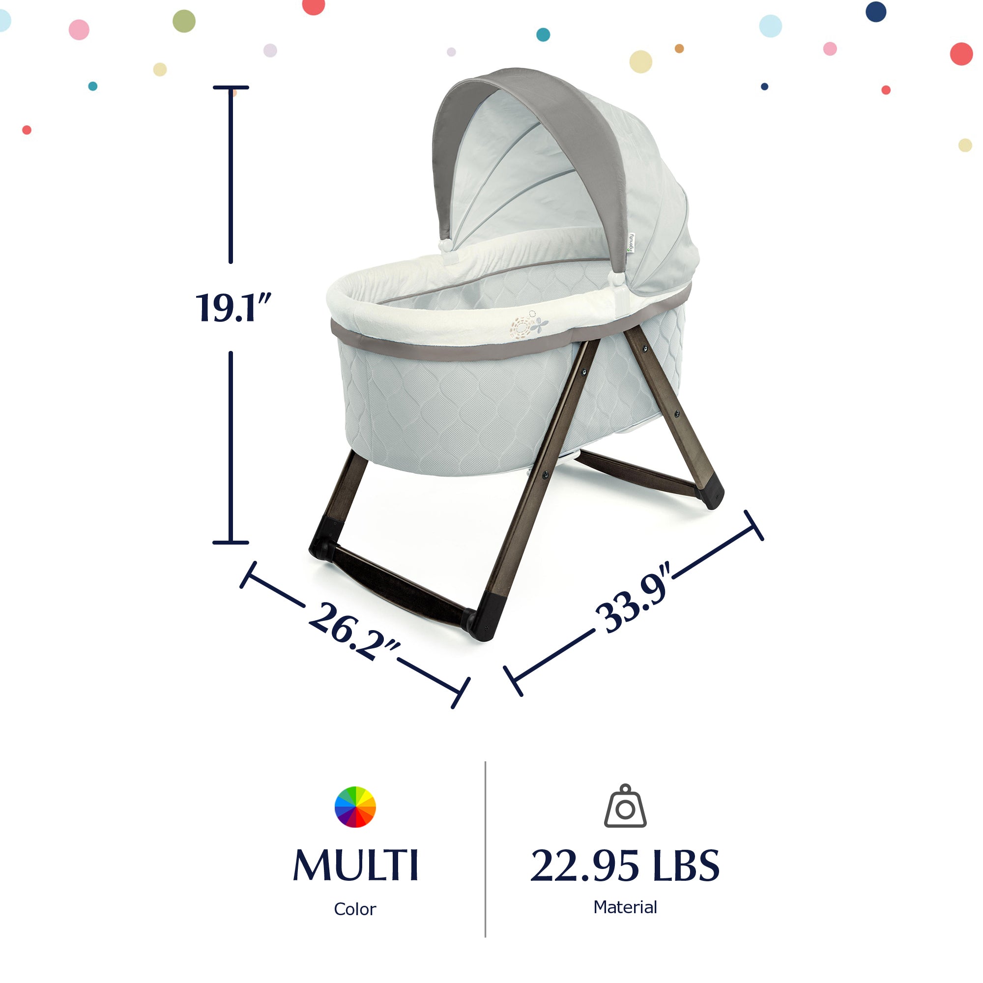 Ingenuity Spacious Foldaway Rocking Wood Sleeping Bassinet, Carrington(Open Box) - VMInnovations