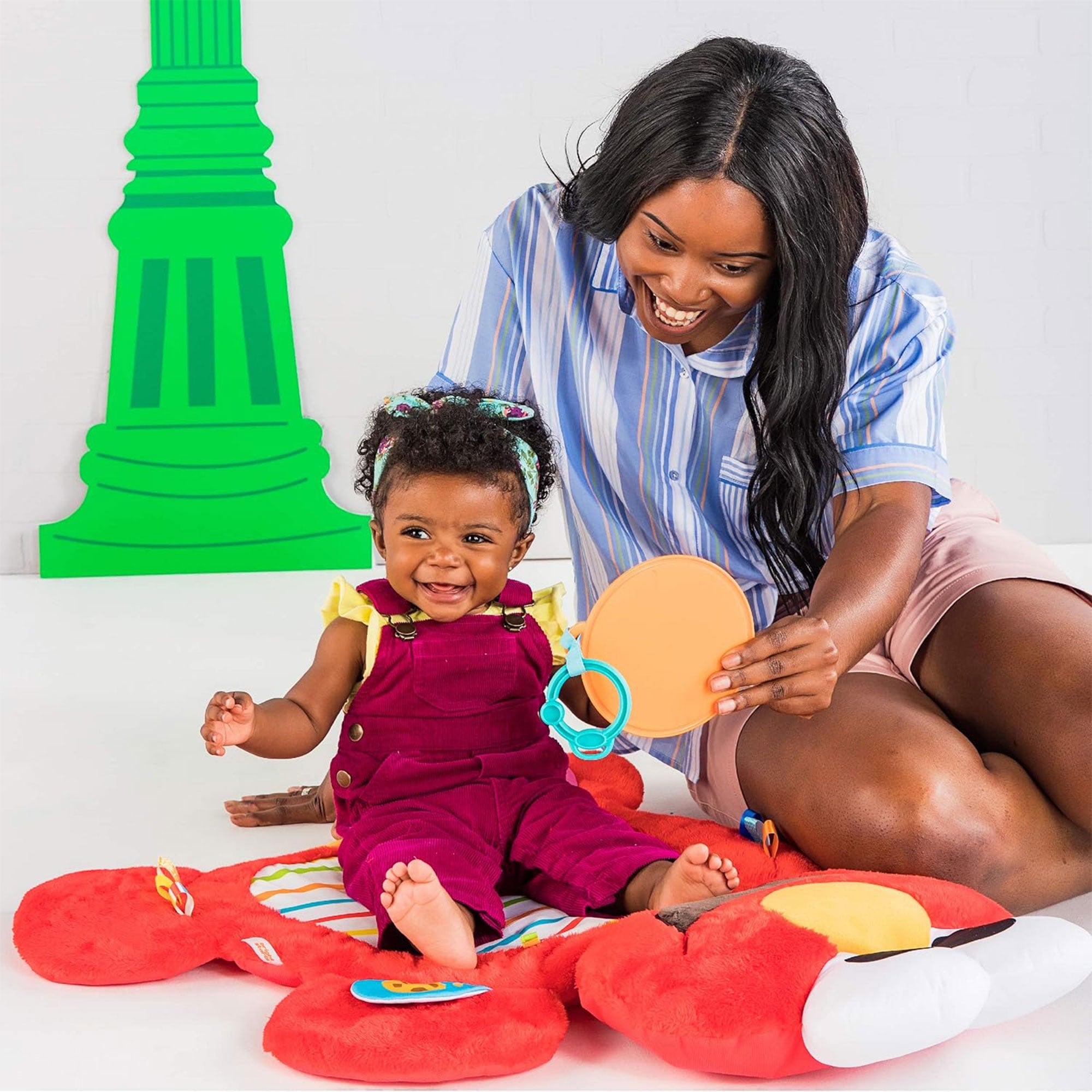 Bright Starts Sesame Street Tummy Time Elmo Prop Mat with 3 Detachable Toys - VMInnovations