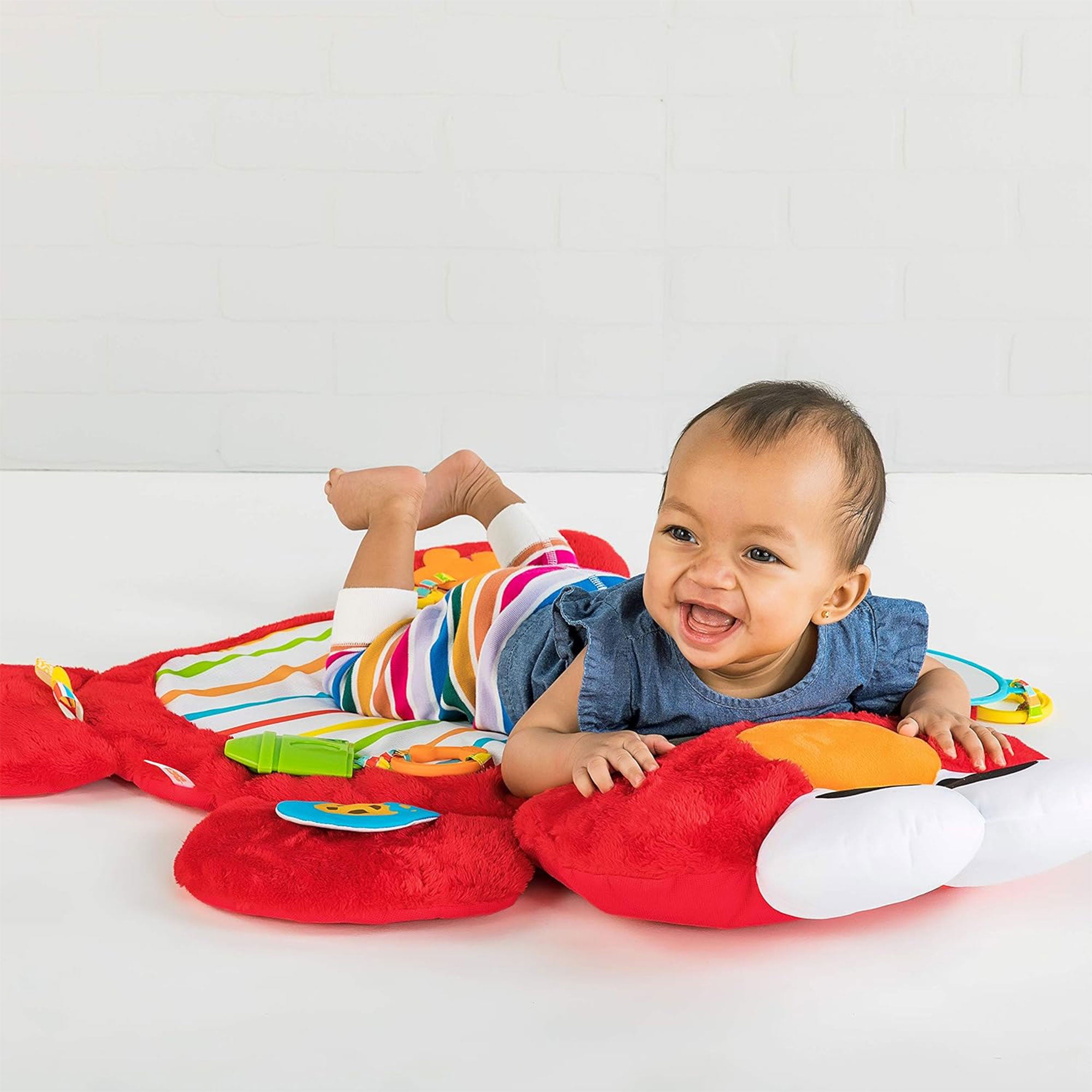 Bright Starts Sesame Street Tummy Time Elmo Prop Mat with 3 Detachable Toys - VMInnovations
