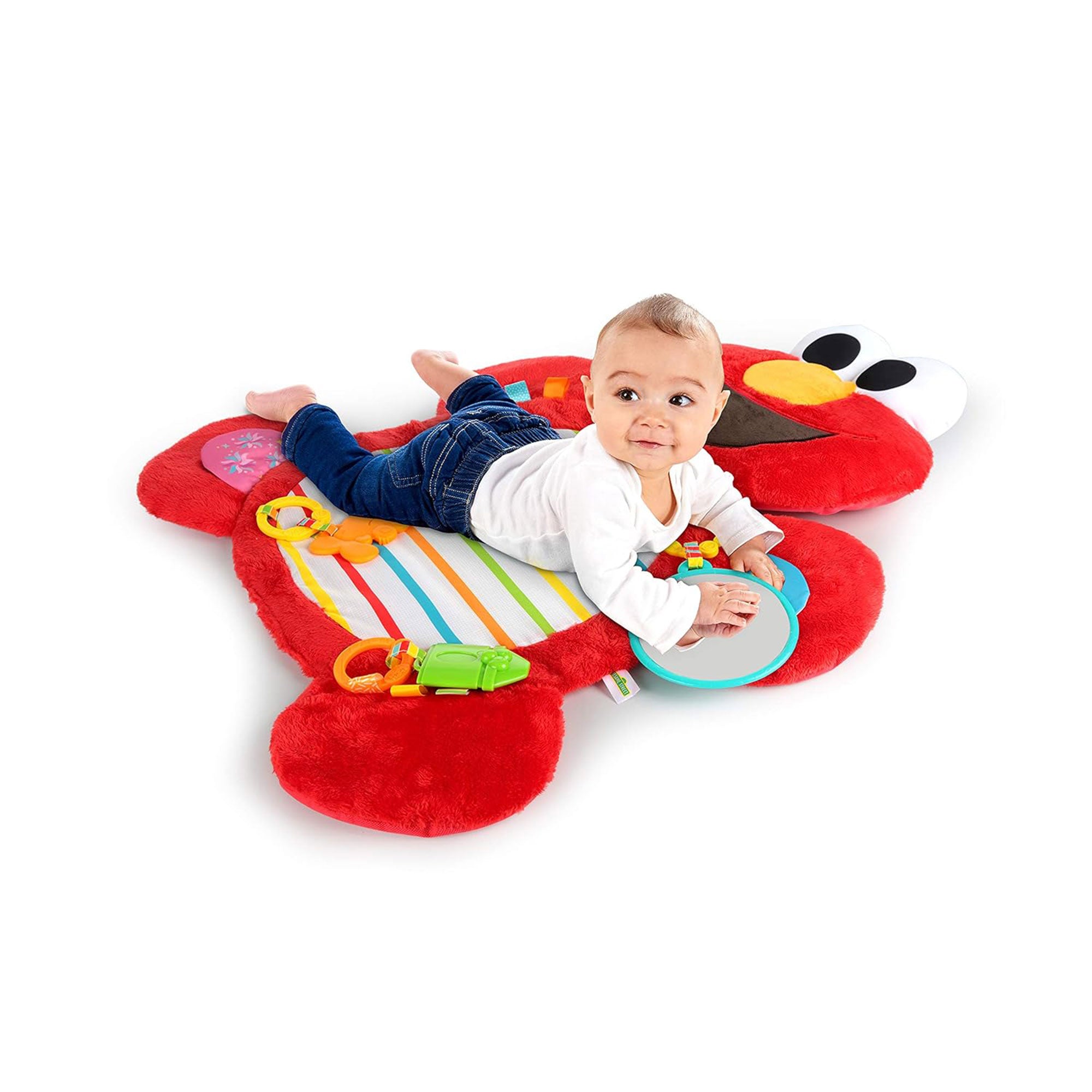 Bright Starts Sesame Street Tummy Time Elmo Prop Mat with 3 Detachable Toys - VMInnovations