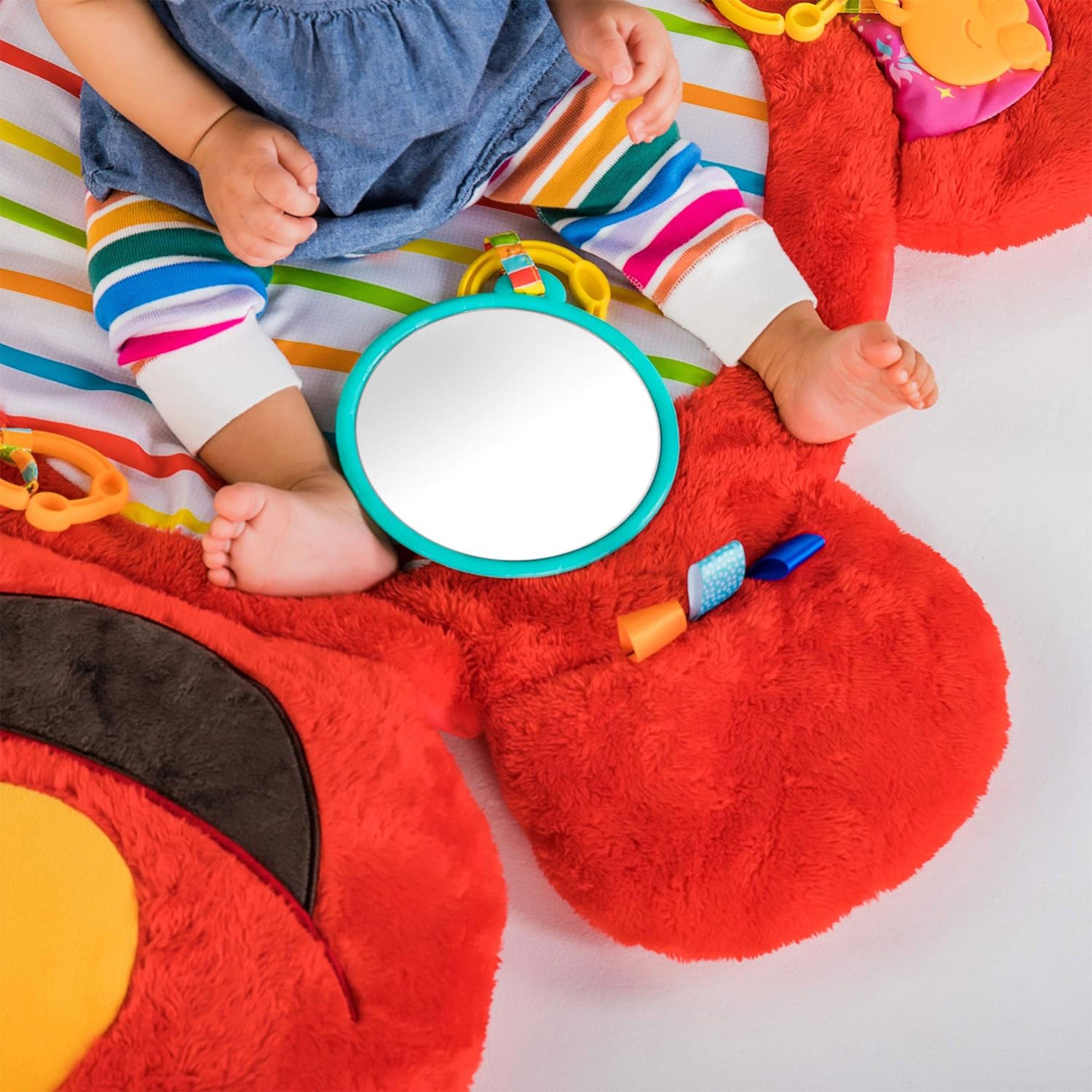 Bright Starts Sesame Street Tummy Time Elmo Prop Mat with 3 Detachable Toys - VMInnovations