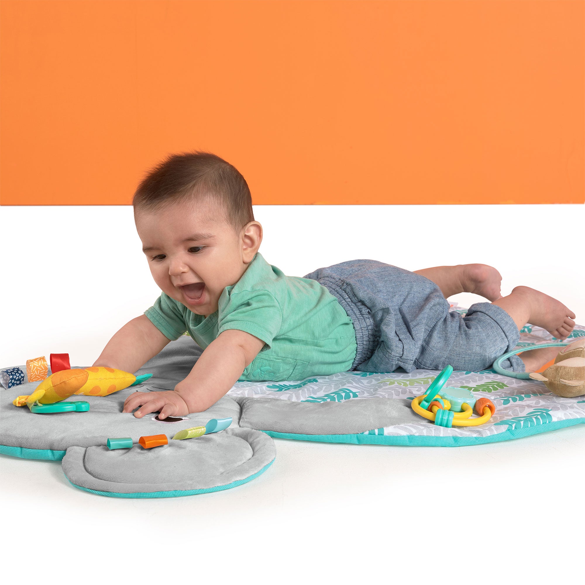 Bright Starts Hug n Cuddle Elephant Baby Gym and Tummy Time Play Mat with Toys - VMInnovations