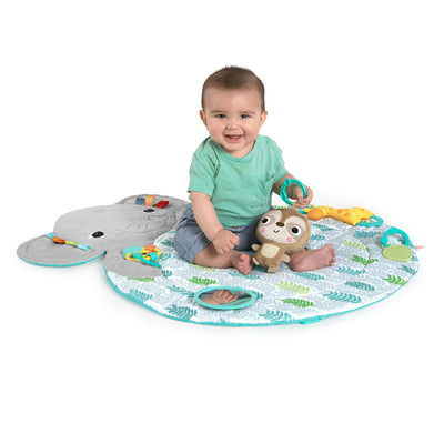 Bright Starts Hug n Cuddle Elephant Baby Gym and Tummy Time Play Mat with Toys