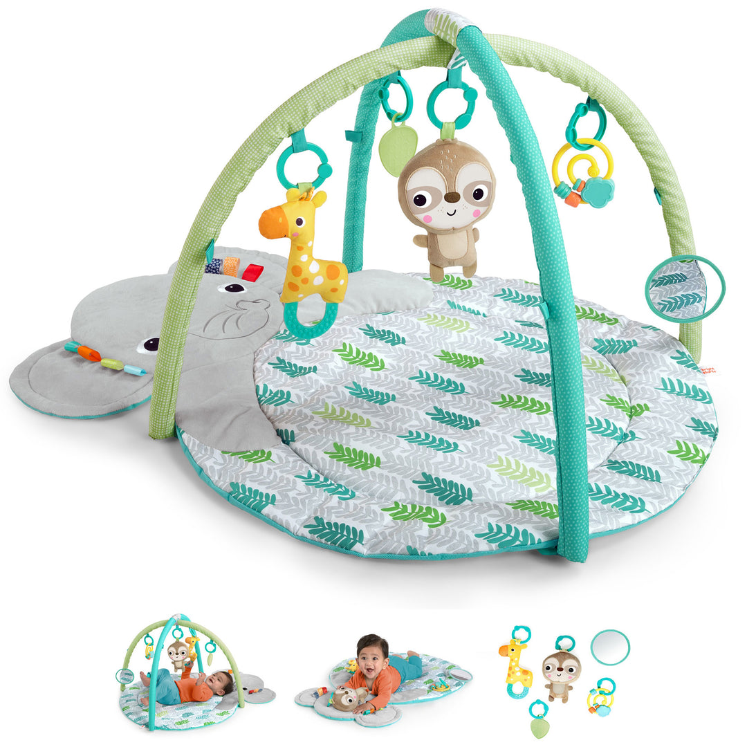 Bright Starts Hug n Cuddle Elephant Baby Gym and Tummy Time Play Mat with Toys - VMInnovations