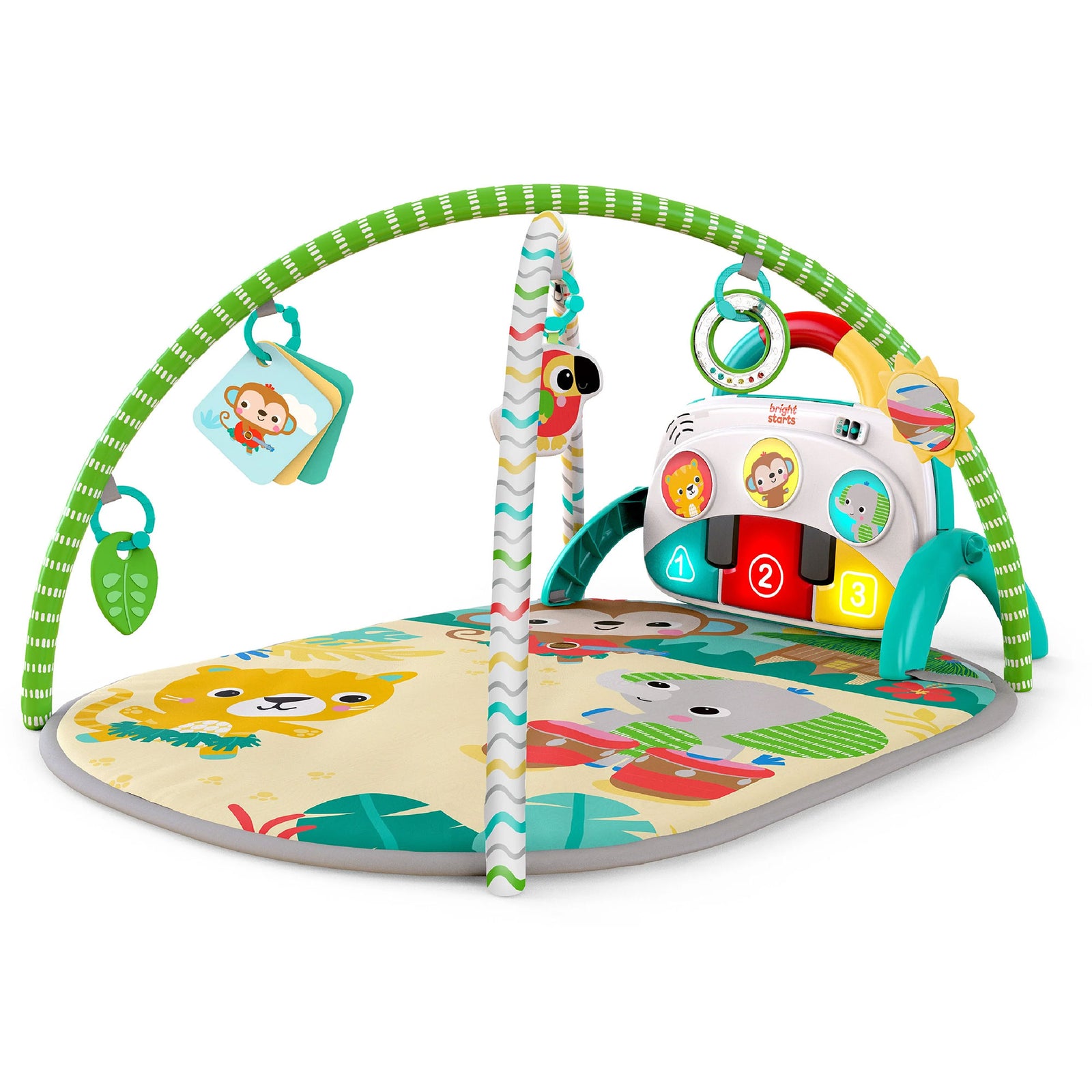 Bright Starts 4 in 1 Groovin Kicks Piano and Drum Baby Play Gym, Tropical Safari - VMInnovations